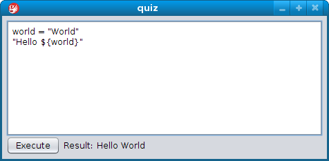 Griffon 'quiz' application Griffon sample application screen